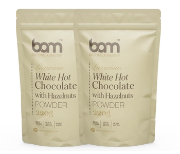 duo chocolate blanco caliente con avellanas