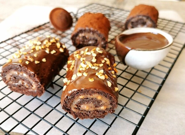 mini roulades con relleno crujiente de miel